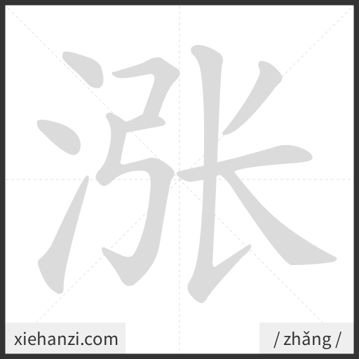 Ảnh động thứ tự nét chữ 涨 - cách viết từng nét