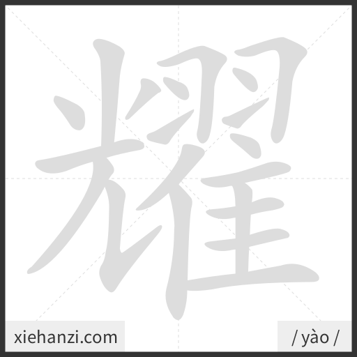 Ảnh động thứ tự nét chữ 耀 - cách viết từng nét
