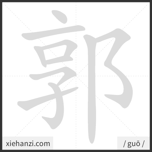 Ảnh động thứ tự nét chữ 郭 - cách viết từng nét