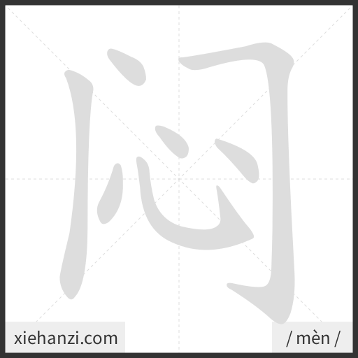 Ảnh động thứ tự nét chữ 闷 - cách viết từng nét