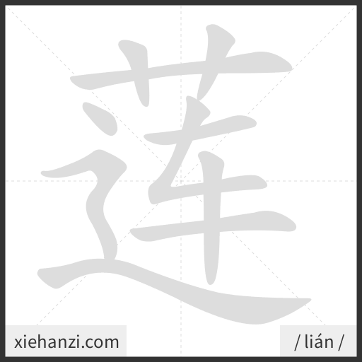 Ảnh động thứ tự nét chữ 莲 - cách viết từng nét