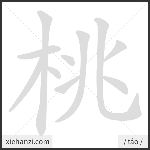Ảnh động thứ tự nét chữ 桃 — cách viết từng nét