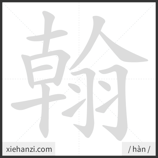 Ảnh động thứ tự nét chữ 翰 - cách viết từng nét
