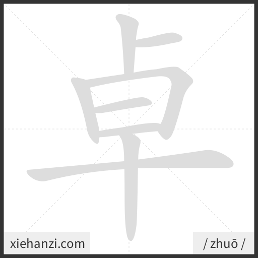 Ảnh động thứ tự nét chữ 卓 - cách viết từng nét