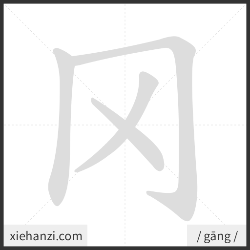 Ảnh động thứ tự nét chữ 冈 - cách viết từng nét