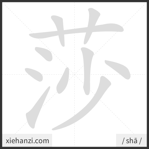 Ảnh động thứ tự nét chữ 莎 - cách viết từng nét
