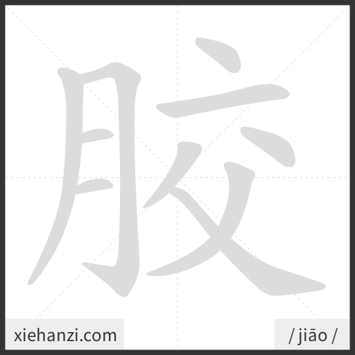 Ảnh động thứ tự nét chữ 胶 - cách viết từng nét
