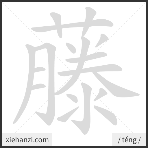 Ảnh động thứ tự nét chữ 藤 - cách viết từng nét