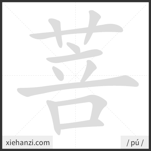 Ảnh động thứ tự nét chữ 菩 - cách viết từng nét