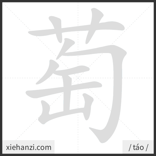 Ảnh động thứ tự nét chữ 萄 - cách viết từng nét