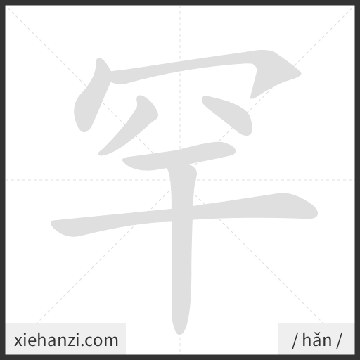 Ảnh động thứ tự nét chữ 罕 - cách viết từng nét