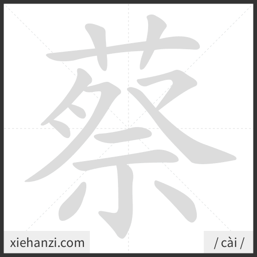 Ảnh động thứ tự nét chữ 蔡 - cách viết từng nét