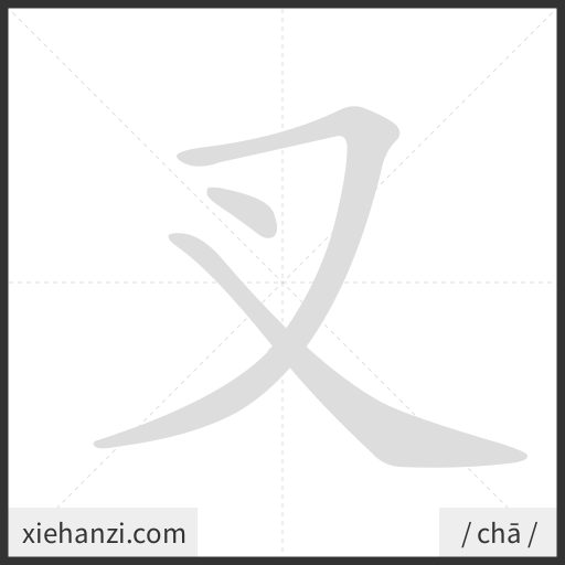 Ảnh động thứ tự nét chữ 叉 - cách viết từng nét