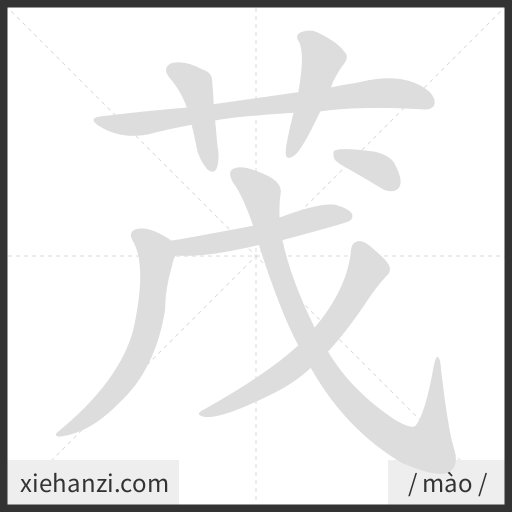 Ảnh động thứ tự nét chữ 茂 - cách viết từng nét