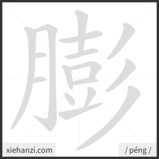 Ảnh động thứ tự nét chữ 膨 - cách viết từng nét