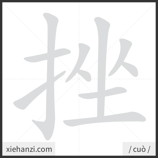 Ảnh động thứ tự nét chữ 挫 - cách viết từng nét