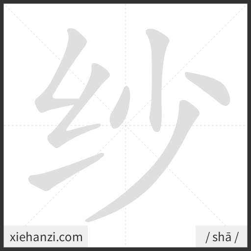 Ảnh động thứ tự nét chữ 纱 - cách viết từng nét