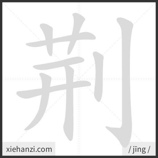 Ảnh động thứ tự nét chữ 荆 - cách viết từng nét
