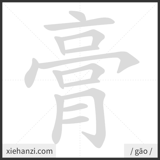 Ảnh động thứ tự nét chữ 膏 - cách viết từng nét