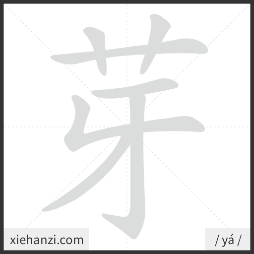 Ảnh động thứ tự nét chữ 芽 - cách viết từng nét