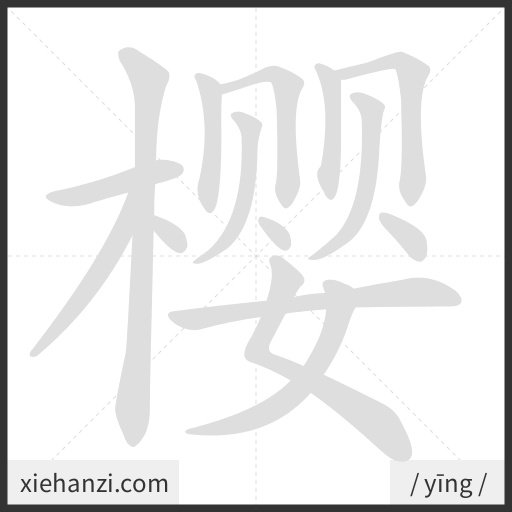 Ảnh động thứ tự nét chữ 樱 — cách viết từng nét