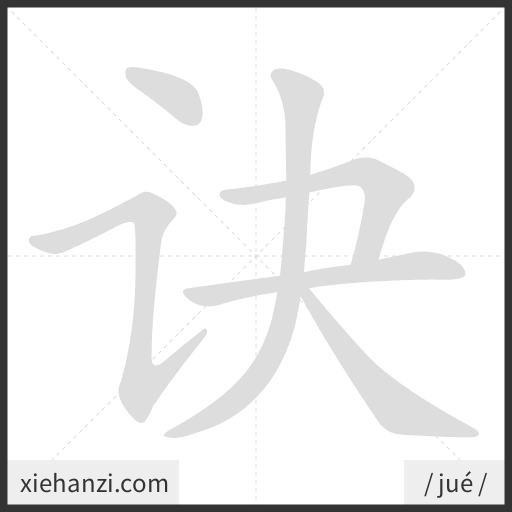 Ảnh động thứ tự nét chữ 诀 - cách viết từng nét