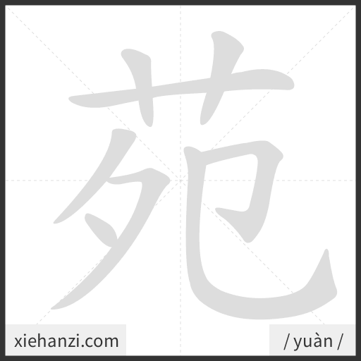 Ảnh động thứ tự nét chữ 苑 - cách viết từng nét
