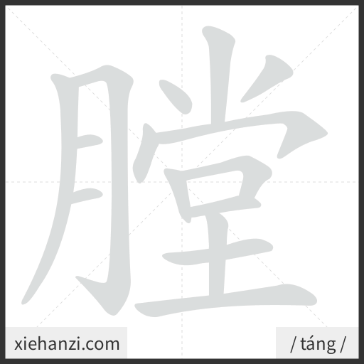 Ảnh động thứ tự nét chữ 膛 - cách viết từng nét