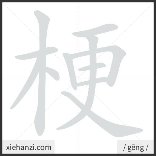 Ảnh động thứ tự nét chữ 梗 - cách viết từng nét