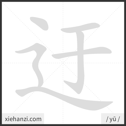 Ảnh động thứ tự nét chữ 迂 - cách viết từng nét