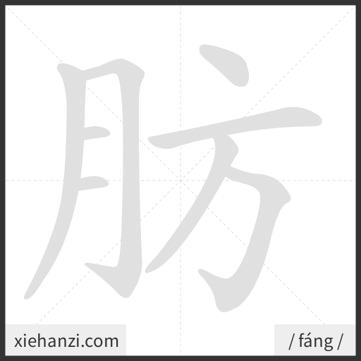 Ảnh động thứ tự nét chữ 肪 - cách viết từng nét