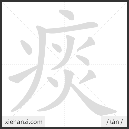 Ảnh động thứ tự nét chữ 痰 - cách viết từng nét