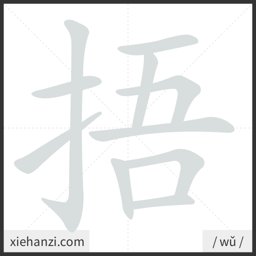 Ảnh động thứ tự nét chữ 捂 - cách viết từng nét