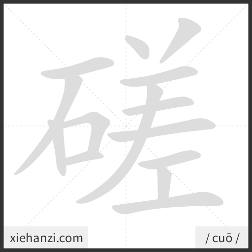Ảnh động thứ tự nét chữ 磋 - cách viết từng nét