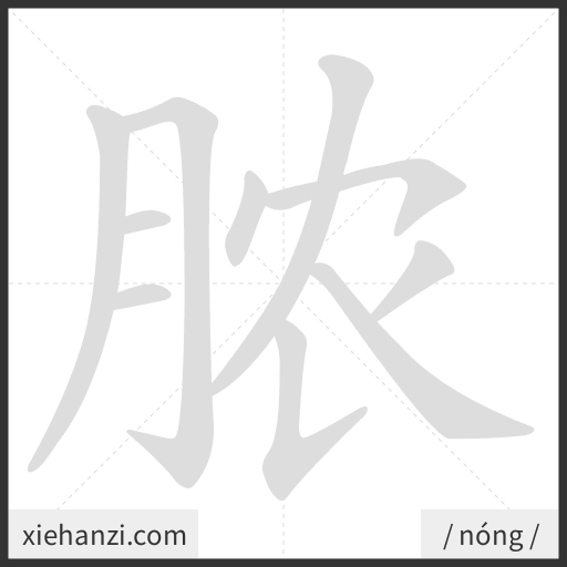 Ảnh động thứ tự nét chữ 脓 - cách viết từng nét