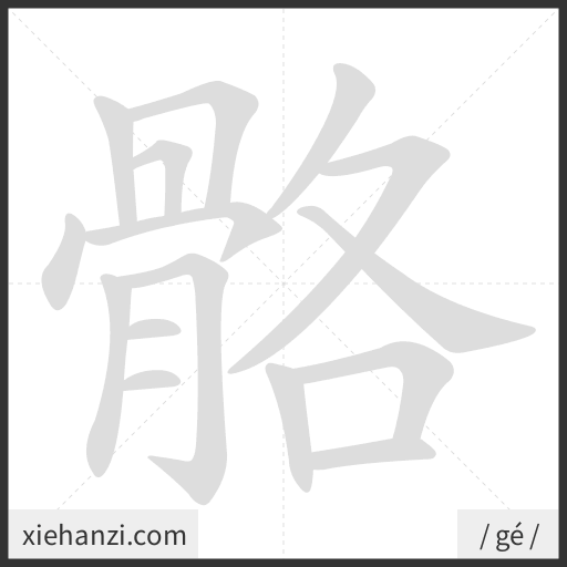 Ảnh động thứ tự nét chữ 骼 - cách viết từng nét
