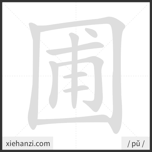 Ảnh động thứ tự nét chữ 圃 - cách viết từng nét