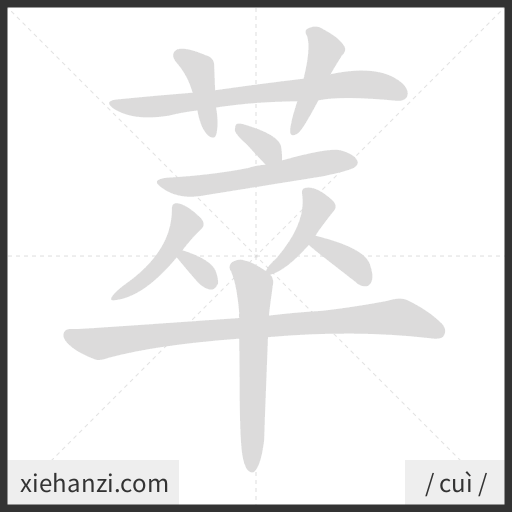 Ảnh động thứ tự nét chữ 萃 - cách viết từng nét