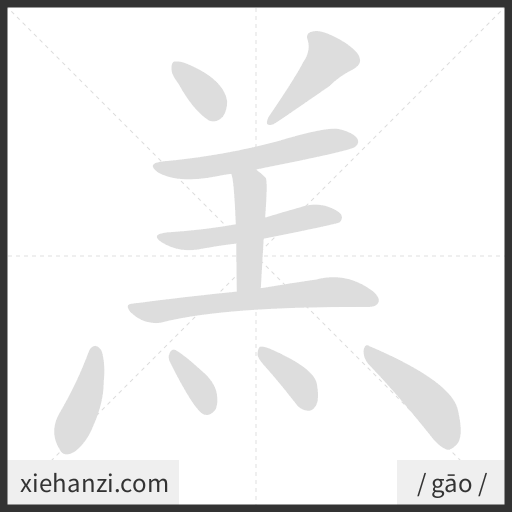 Ảnh động thứ tự nét chữ 羔 - cách viết từng nét