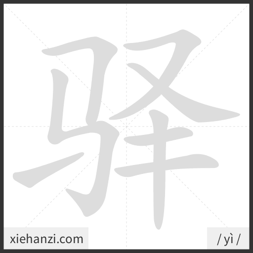 Ảnh động thứ tự nét chữ 驿 - cách viết từng nét