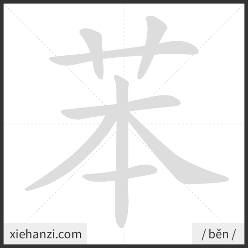 Ảnh động thứ tự nét chữ 苯 - cách viết từng nét