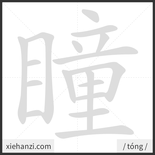 Ảnh động thứ tự nét chữ 瞳 - cách viết từng nét