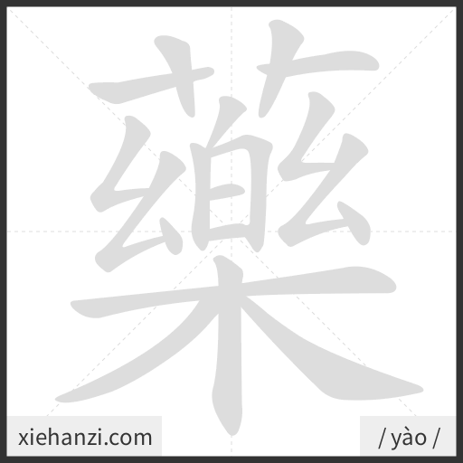 Ảnh động thứ tự nét chữ 藥 - cách viết từng nét