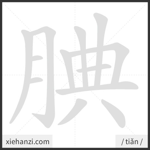 Ảnh động thứ tự nét chữ 腆 - cách viết từng nét