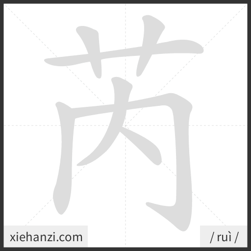 Ảnh động thứ tự nét chữ 芮 - cách viết từng nét