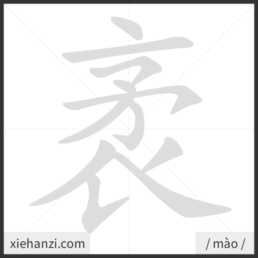 Ảnh động thứ tự nét chữ 袤 - cách viết từng nét