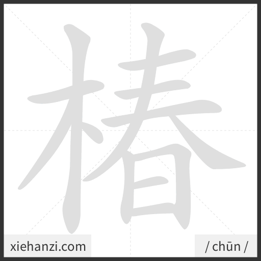 Ảnh động thứ tự nét chữ 椿 - cách viết từng nét