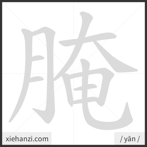 Ảnh động thứ tự nét chữ 腌 - cách viết từng nét