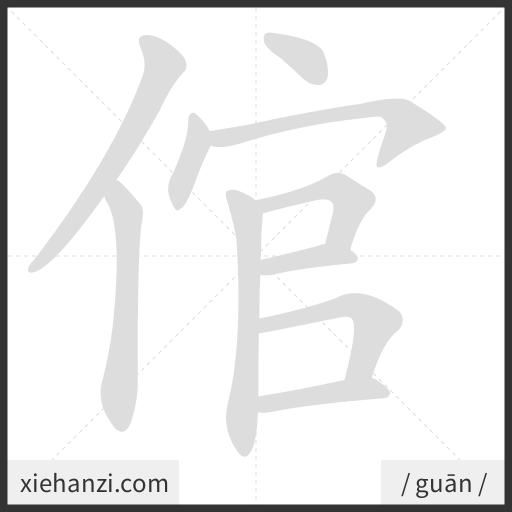 Ảnh động thứ tự nét chữ 倌 - cách viết từng nét