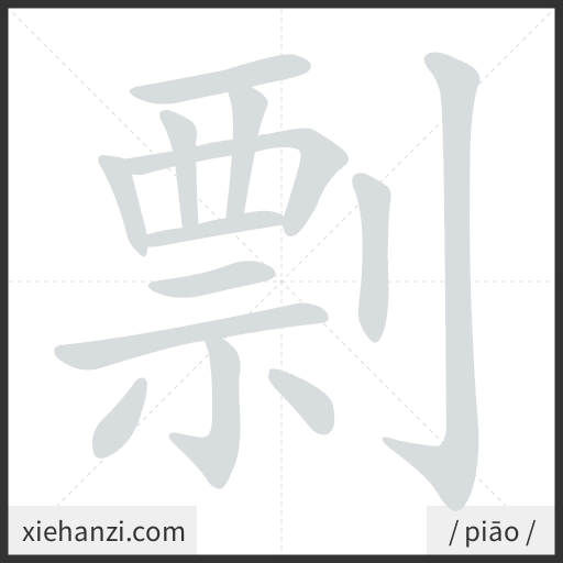 Ảnh động thứ tự nét chữ 剽 - cách viết từng nét